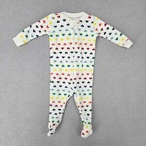 Primary rainbow hearts sleeper pajama organic cotton baby 3-6M Pride Month LOVE